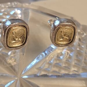 Neo Classic Sterling Silver And Gold Earrings